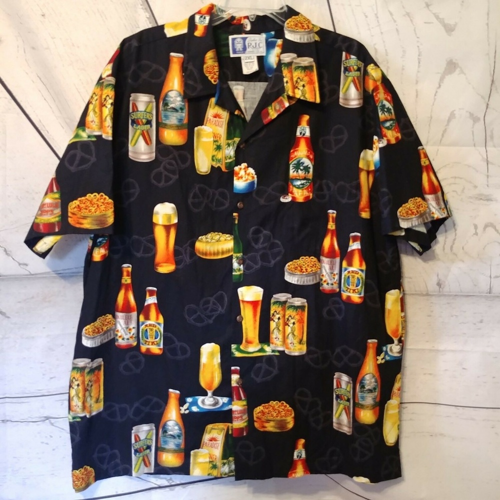 Styled by RJC Hawaiian Shirt Tiki Hula Girl Beer